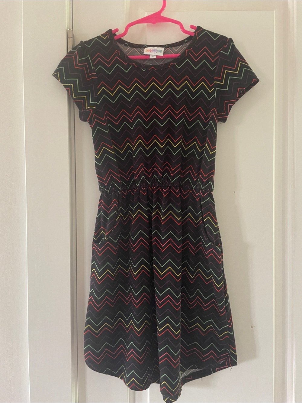 LuLaRoe Black Dress with Chevron Accent Colors